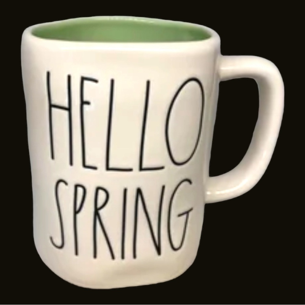 RAE DUNN “Hello Spring” White & Green Coffee Mug ~ Artisan Collection By Magenta
